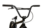 Close-up of a black BMX bike handlebars and frame with a white Sunday brand logo, set against a yellow background with large Sunday text.